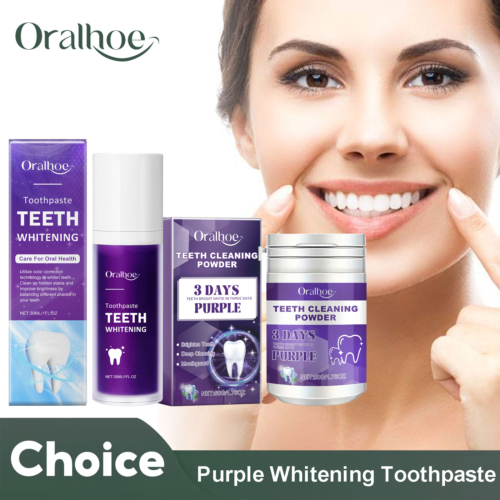 Teeth Whitening Q&M - Lila Korrektor Zahnaufhellung Zahnpasta Tiefenreinigung Zähne