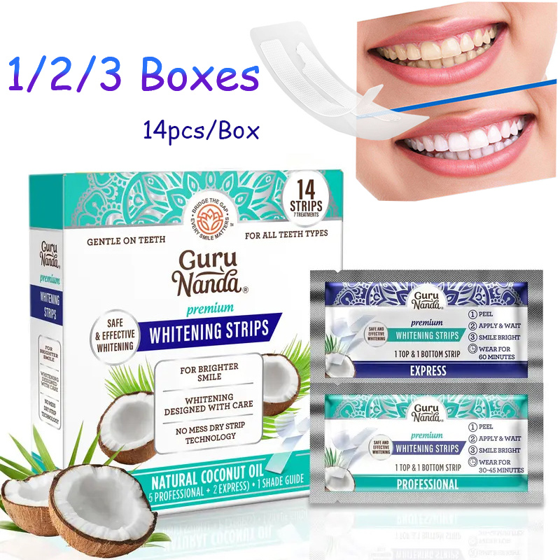 Teeth Whitening With Coconut Oil - 14 Stück/Box Kokosnussöl Zahnaufhellungsstreifen, Aufhellungsstreifen zur