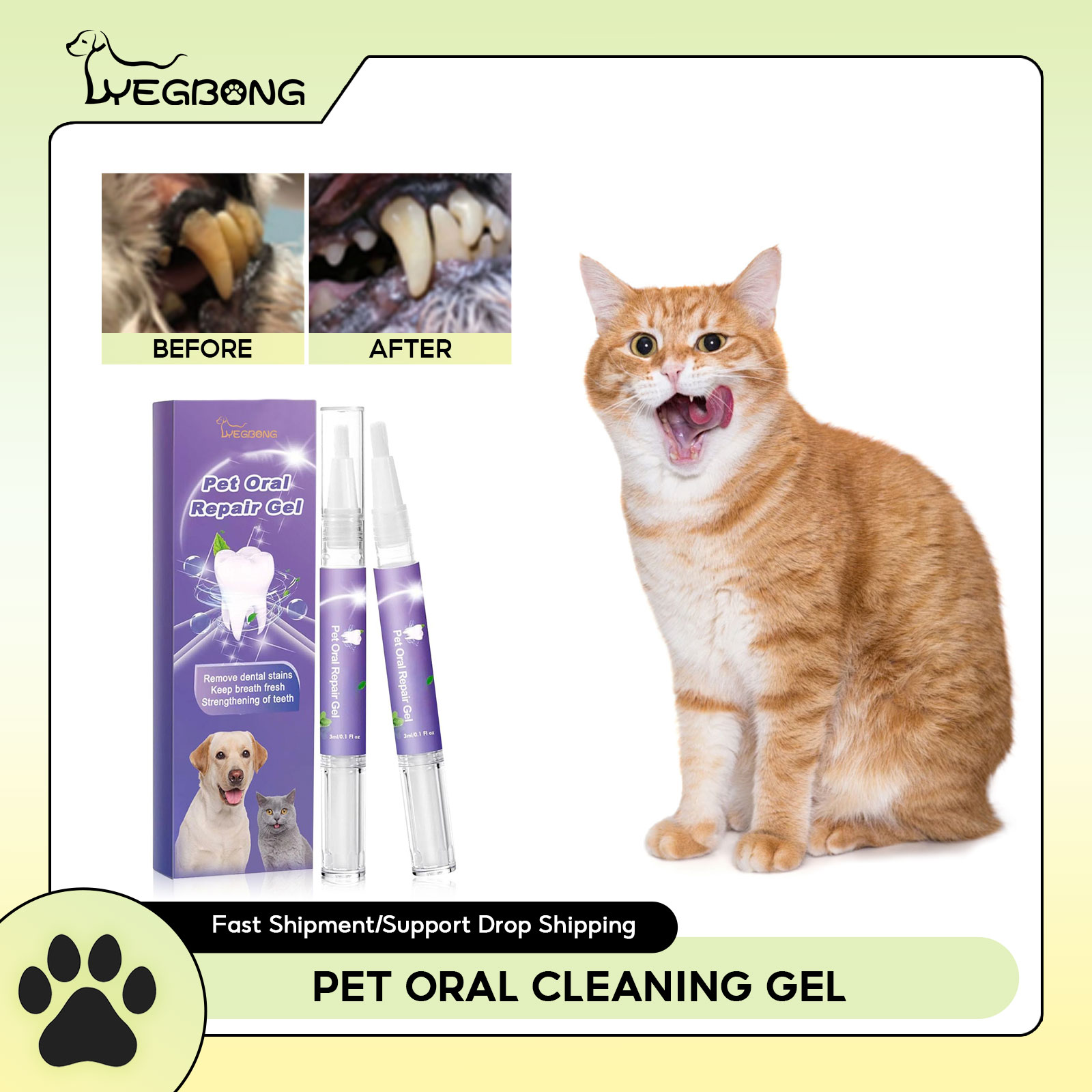 Teeth Whitening Q&M - Pet Oral Repair Gel Welpen Zahnstein