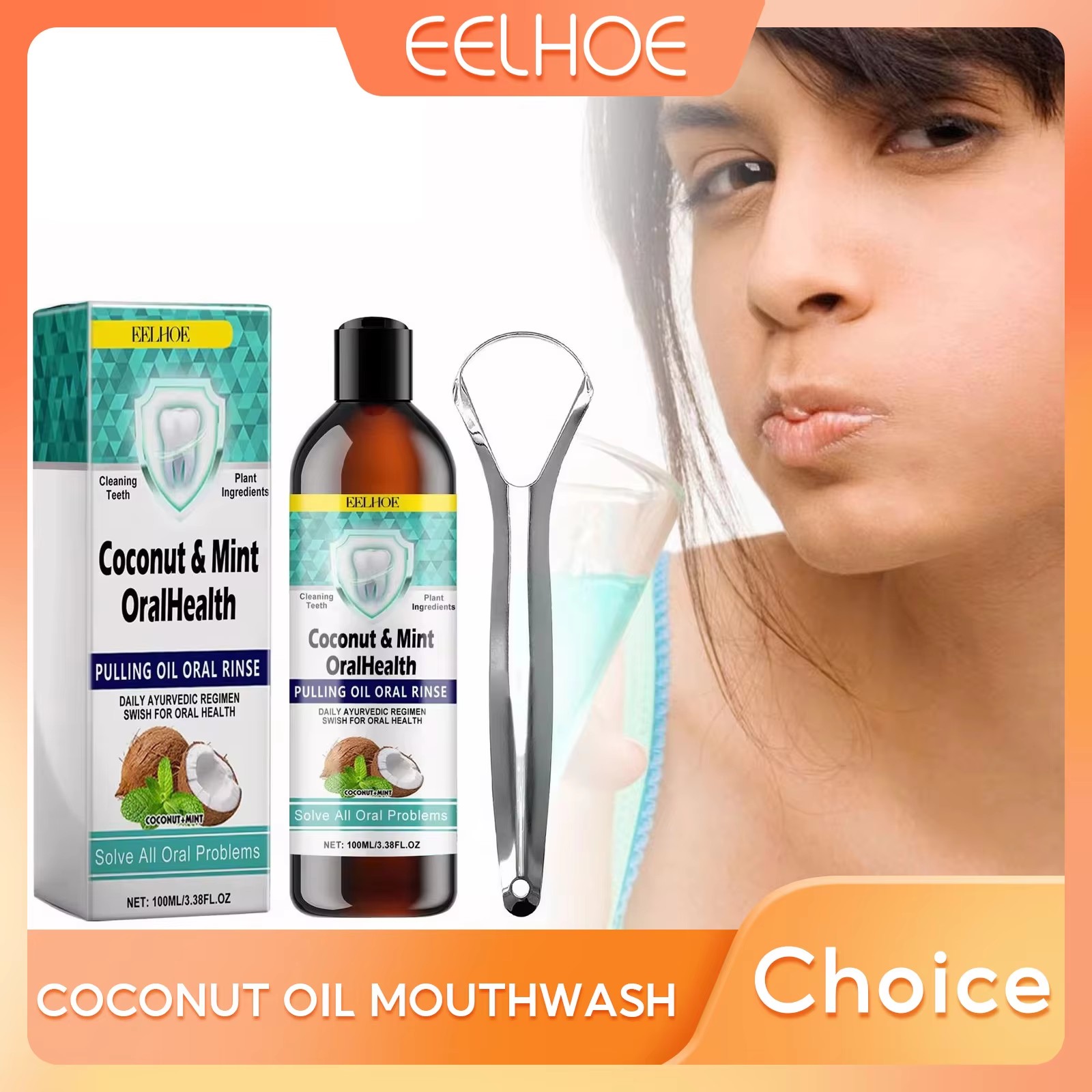 Teeth Whitening With Coconut Oil - EELHOE Minze Kokosnussöl Ziehen Mundwasser Zahnreinigung