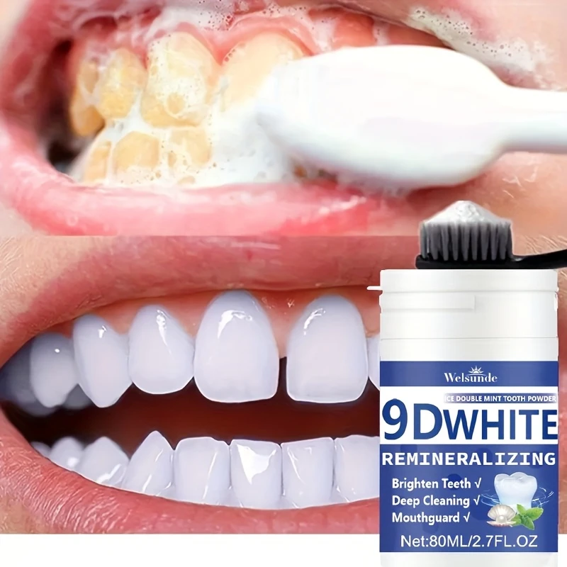 Teeth Whitening Q&M - 9D Weißes Remineralisierendes Hydroxylapatit-Zahnpulver, Zahnaufhellungspulver, Tiefenreinigung,