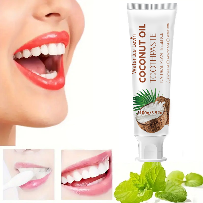 Teeth Whitening With Coconut Oil - Kokosnussöl-Zahnpasta 100g Natürliche Pflanzenessenz Zähne Aufhellen