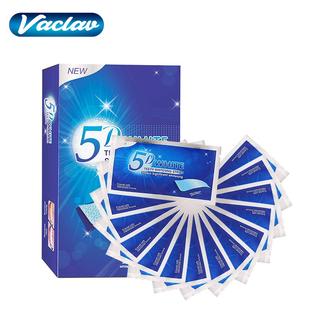 Teeth Whitening Q&M - 5D Weiße Zahnweißstreifen, Aufhellungsgel, Weißere Streifen