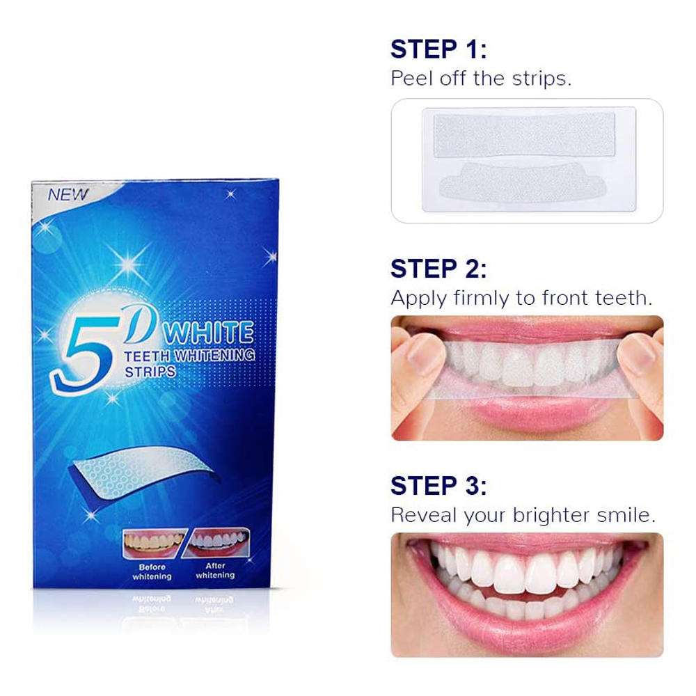 5D Weiße Zahnweißstreifen, Auf – Teeth Whitening Q&M Bewertung und Preis